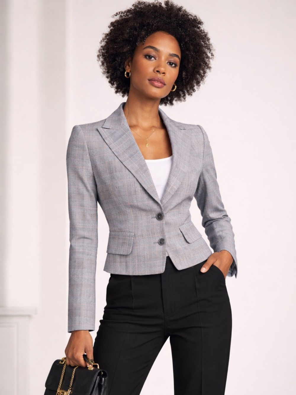 Vintage 80s United Colors of Benetton Cropped Blazer Gray Pink Tailored Jacket